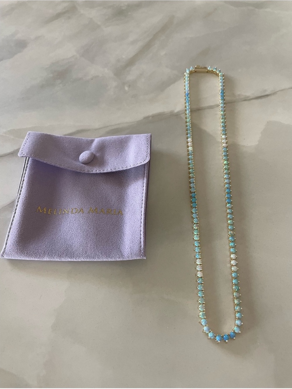 NWT Melinda Maria Gold “Not Your Basic Ombré Tennis Necklace” - Picture 2 of 8